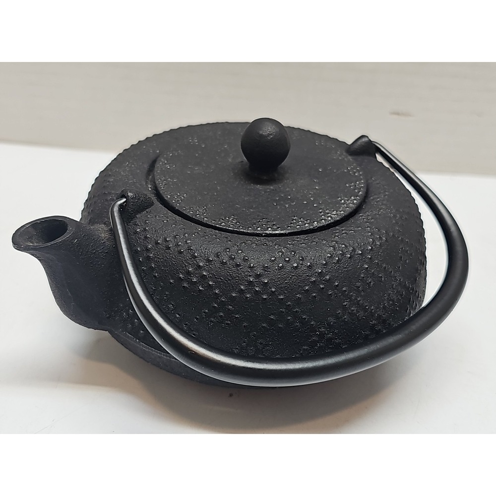 Iwachu Japanese Black Cast Iron Teapot with Lid Strainer Handle
